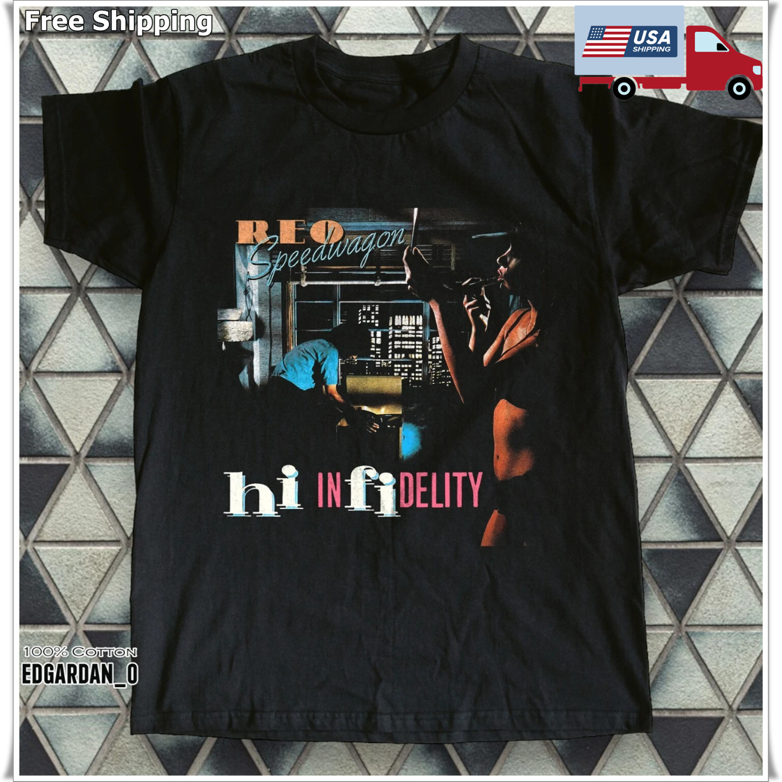 REO Speedwagon – Hi Infidelity Albums Rock Music Black T-shirt S-5XL