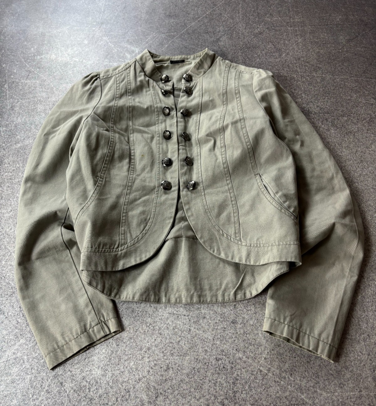 00s Gothic Napoleon Style Military Cotton Cropped Jacket Double Breasted Button