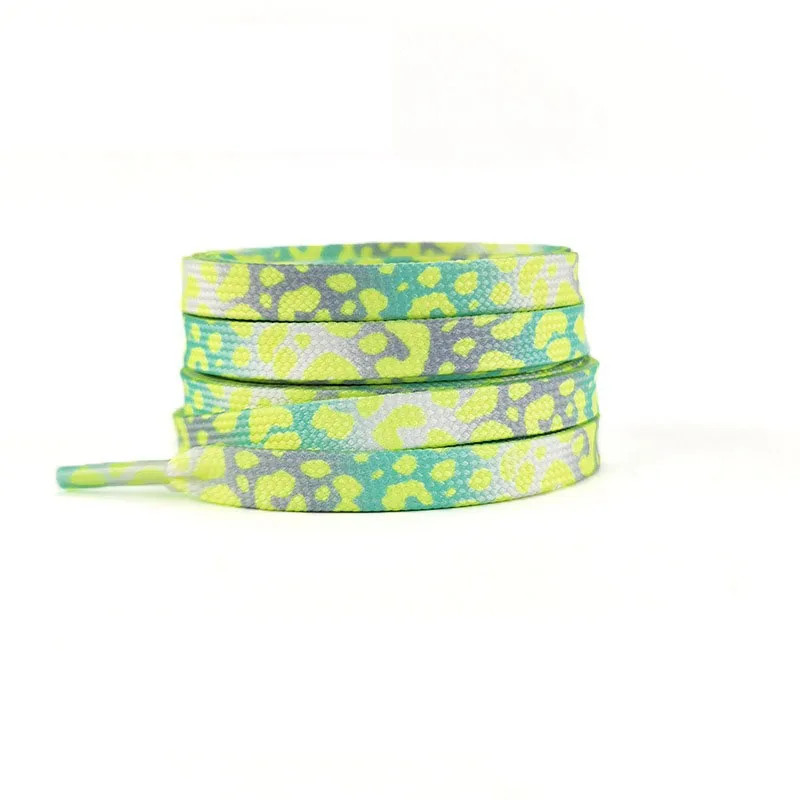 Fashion Flat Shoelaces for Sneakers Color Leopard Print Tie-dye Gradient Sho