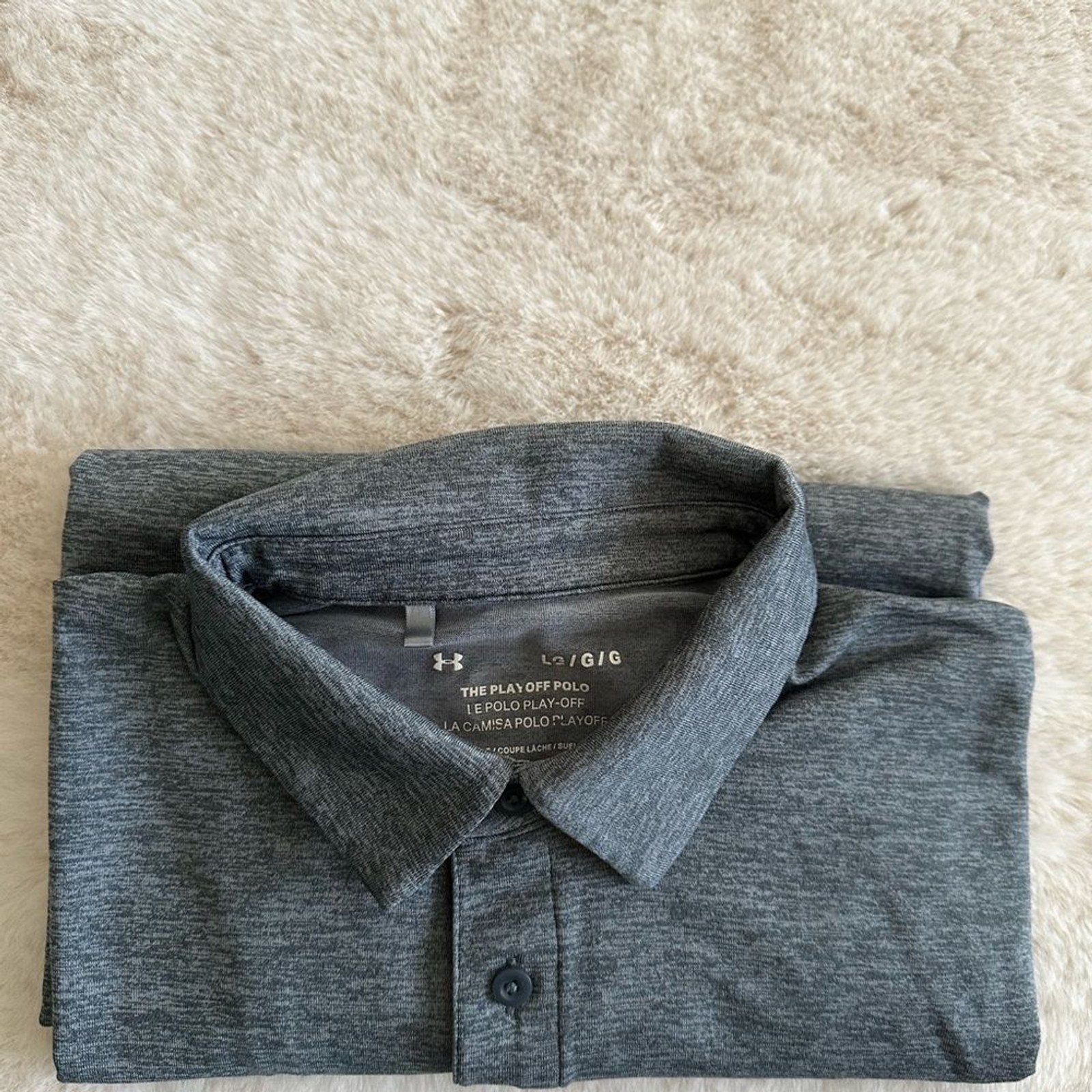 Under Armour large men gray playoff polo