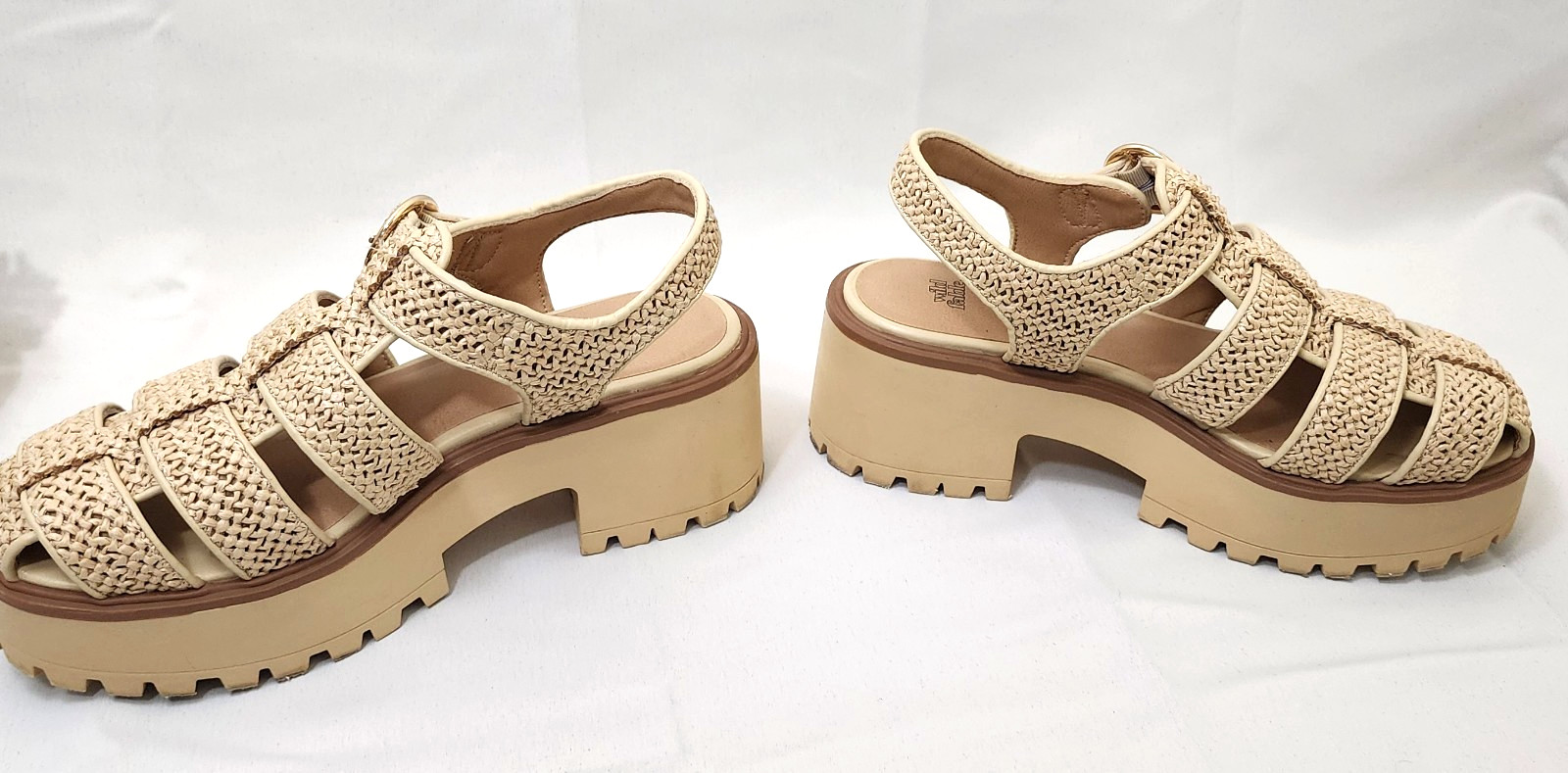 Wild Fable Elide Woven Raffia Fisherman Platform Chunky Sandals Tan