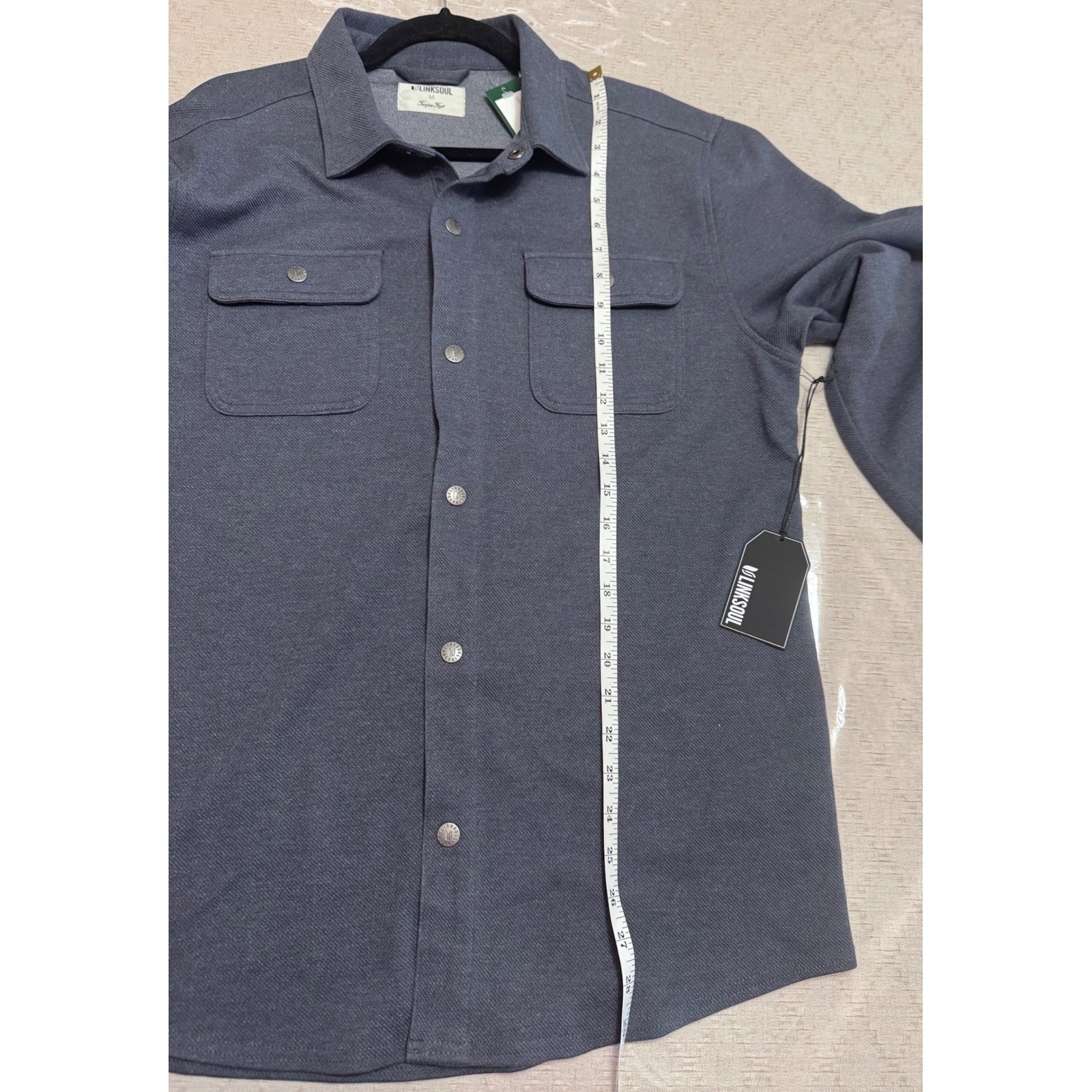 Linksoul Mens Navy Shirt Jacket NWT Fall Layer Quiet Luxury Medium