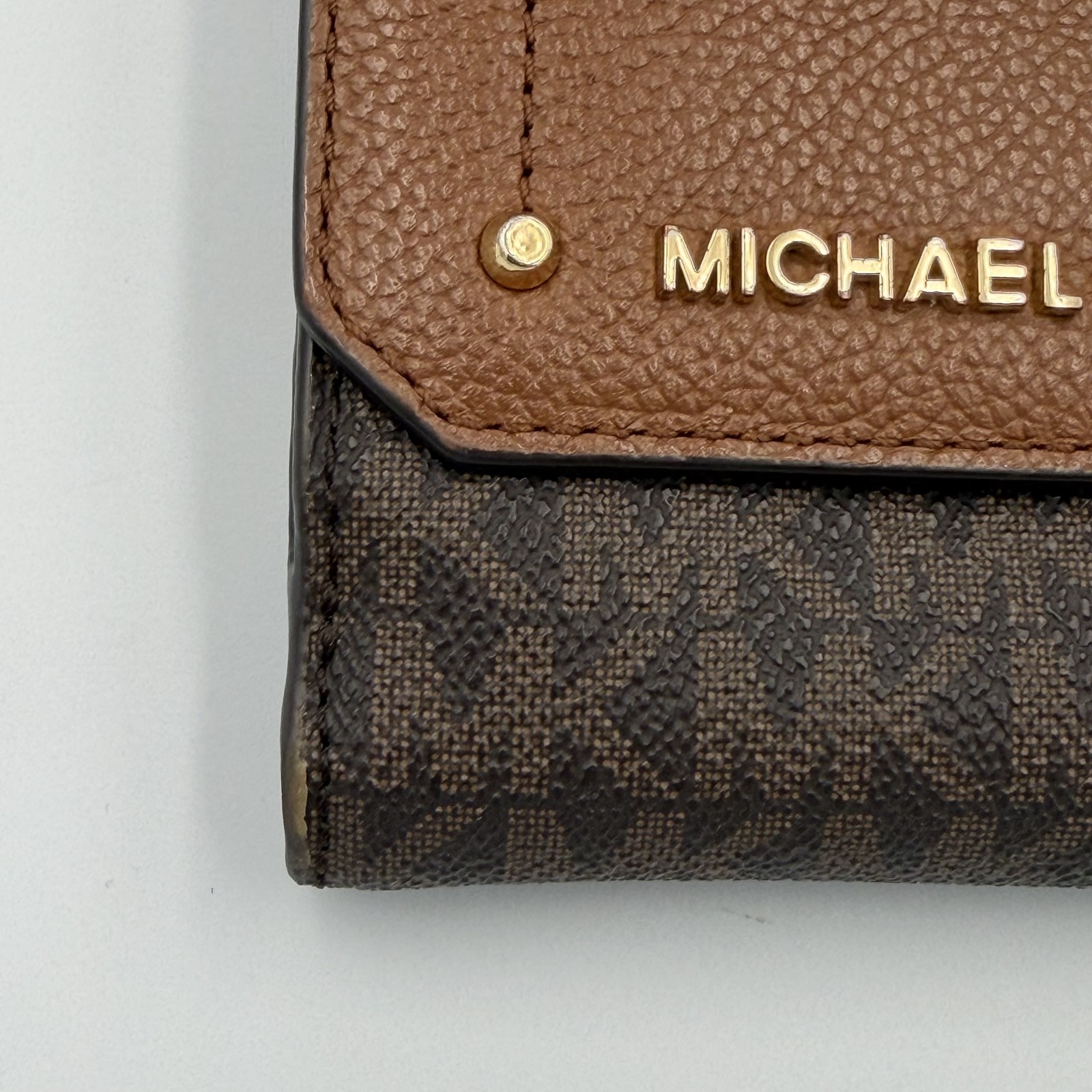 Michael Kors Bifold Wallet Leather Dark Brown Gold Hardware Compact Bangladesh