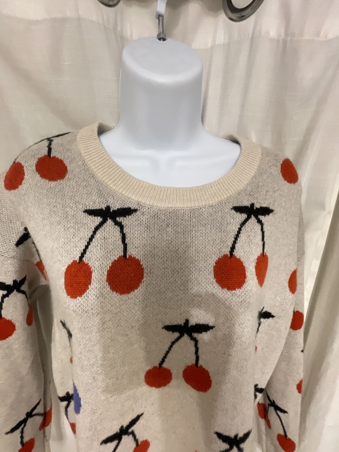 Madewell Cherry Jacquard Pullover Sweater in Merino Wool BlendPreppySoft XXS