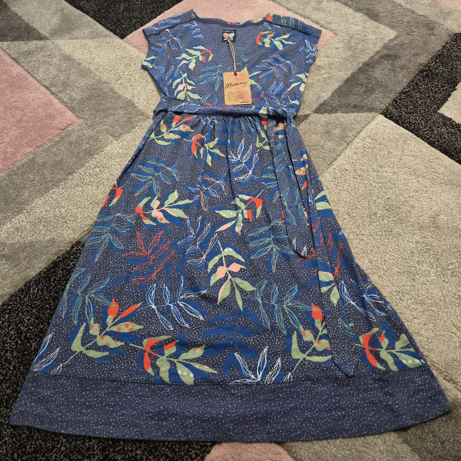 Mantaray Debenhams Women’s Midi Dress UK 12 Leaf Print