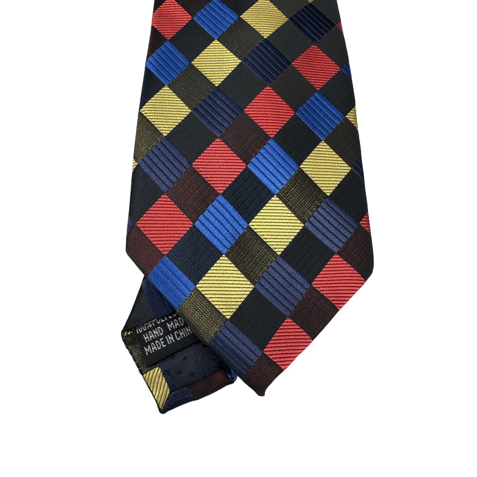 New Classic Plaid Check Blue Red Yellow Black Woven Skinny Silk Mens Tie Necktie