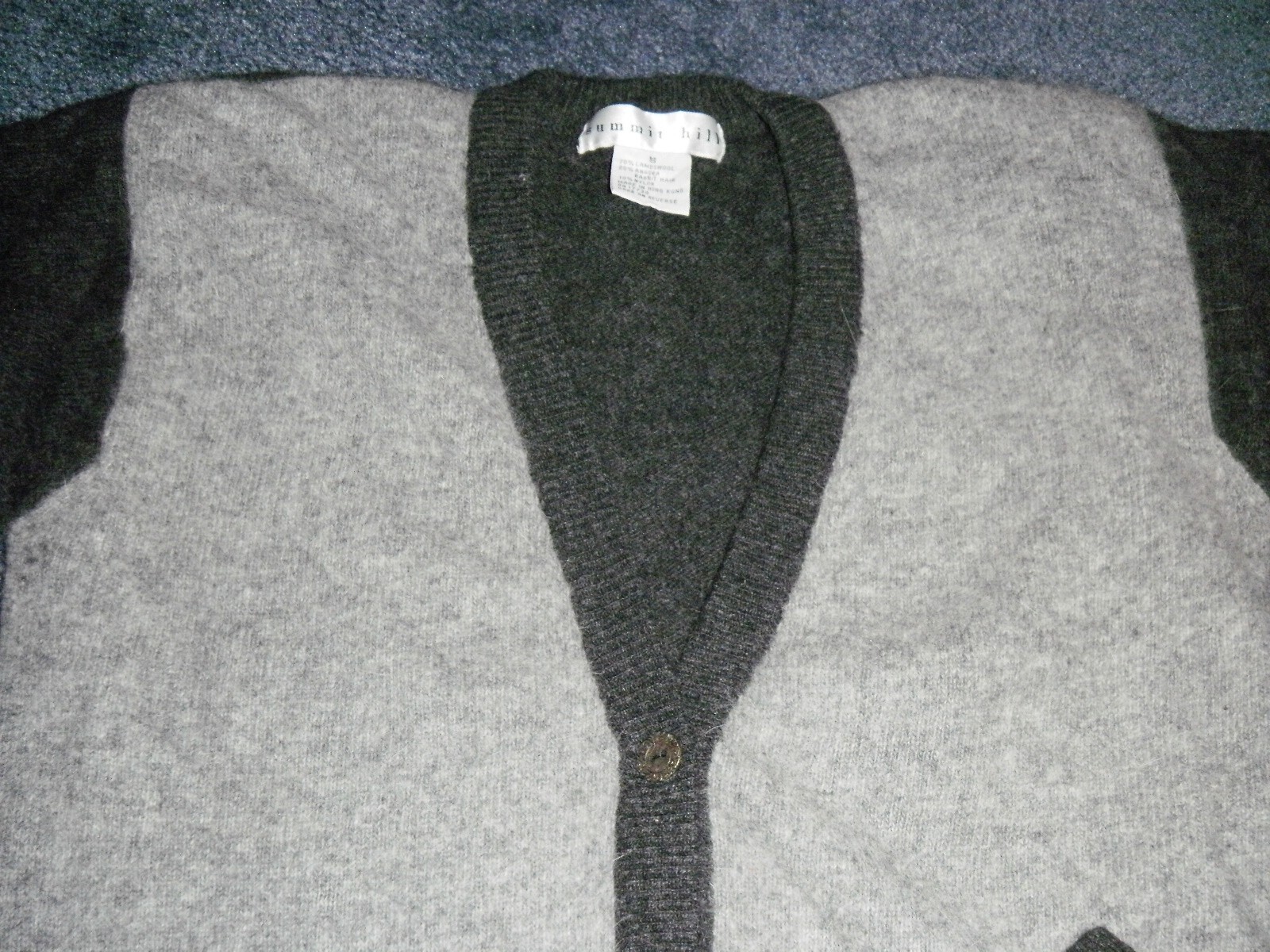 Summit Hill Vtg. Crdigan Sweaterr Women S Gray Lambswool Angora V-Neck Button Up