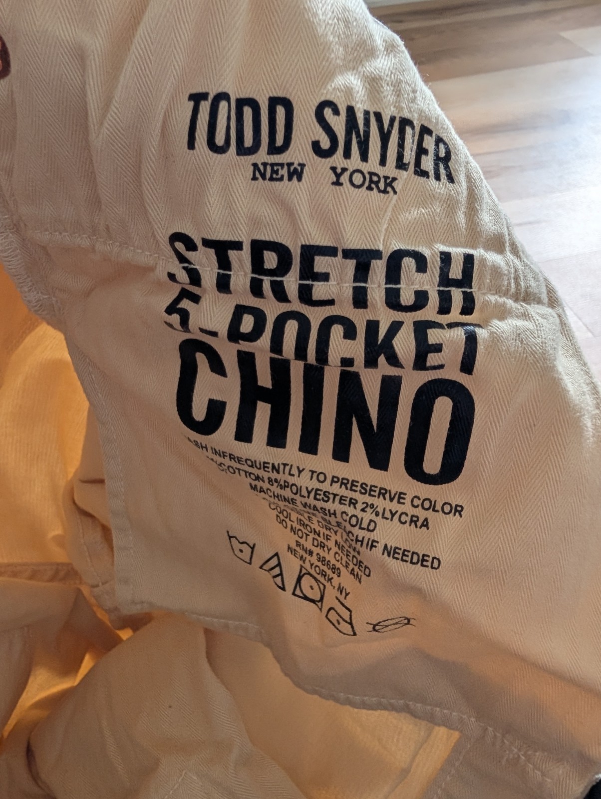Todd Snyder Chino Pants Mens 32×30 Cream Slim Fit 5-Pocket Stretch Beige Jeans