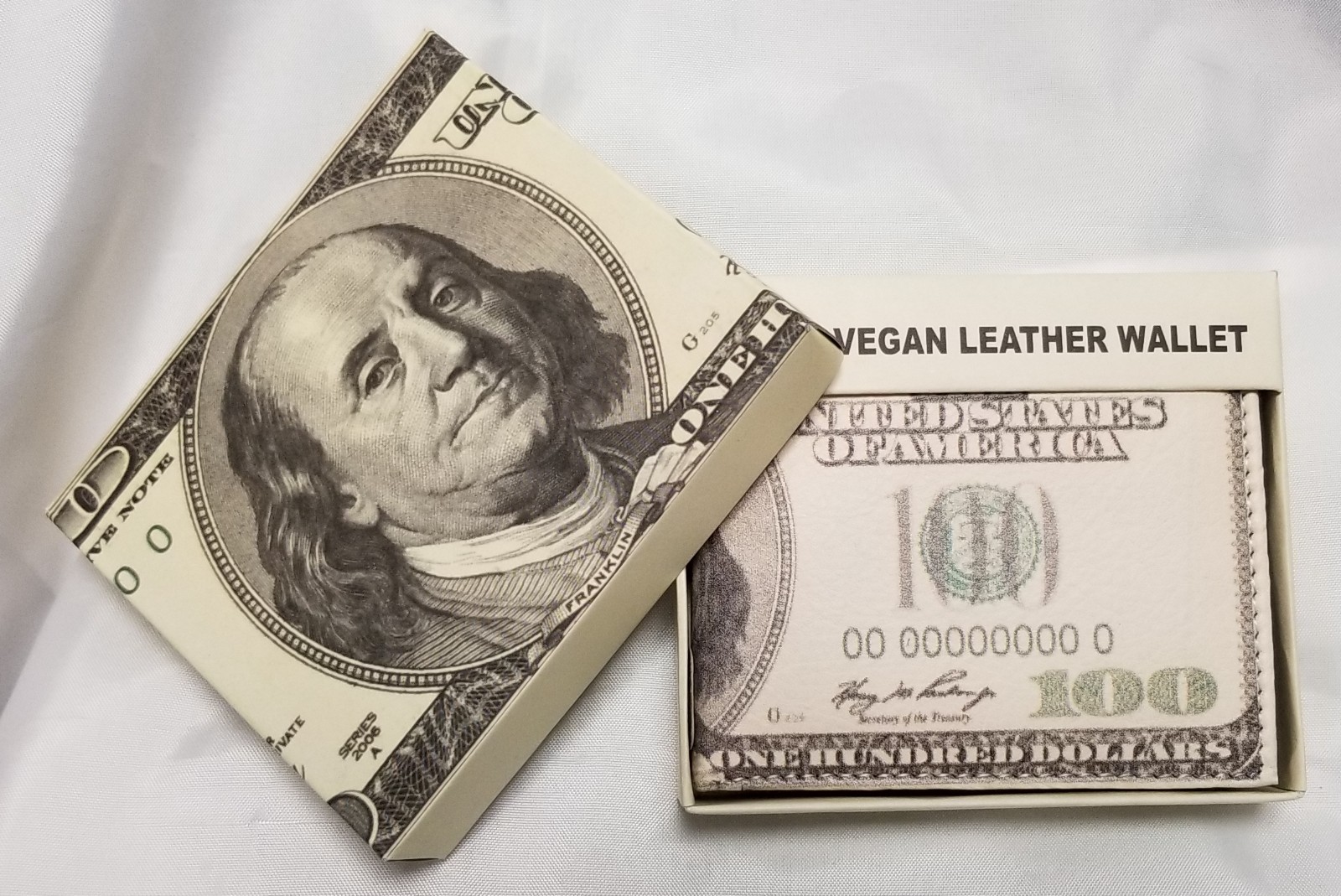 $100 Old Bill Printed Wallet Handcrafted BI-Fold Men’s Vegan Leather Great Gift