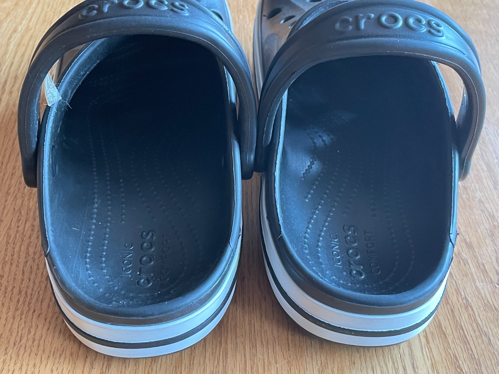 Crocs Bayaband Clogs Black & White, Unisex Mens 7 Womens 9, Slip-On Shoes