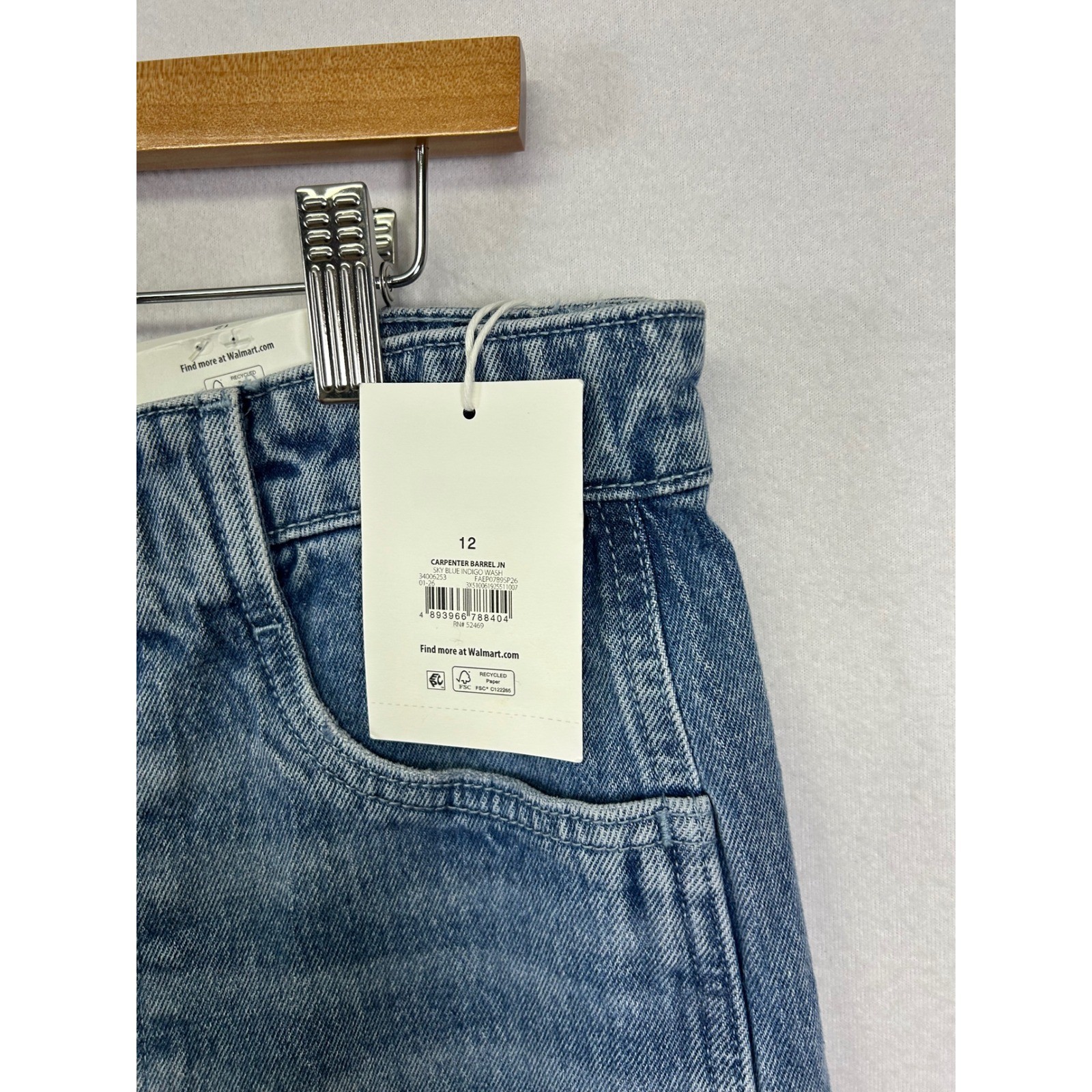 Utility Workwear Free Assembly Womens 12 Blue Carpenter Barrel Jeans Raw Hem