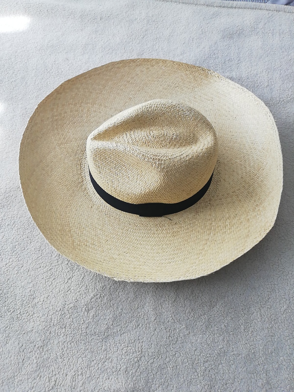 GENUINE ECUADOR HAT “PANAMA HAT” 100% TOQUILLA STRAW LARGE 60Cm CLASSIC BEIGE