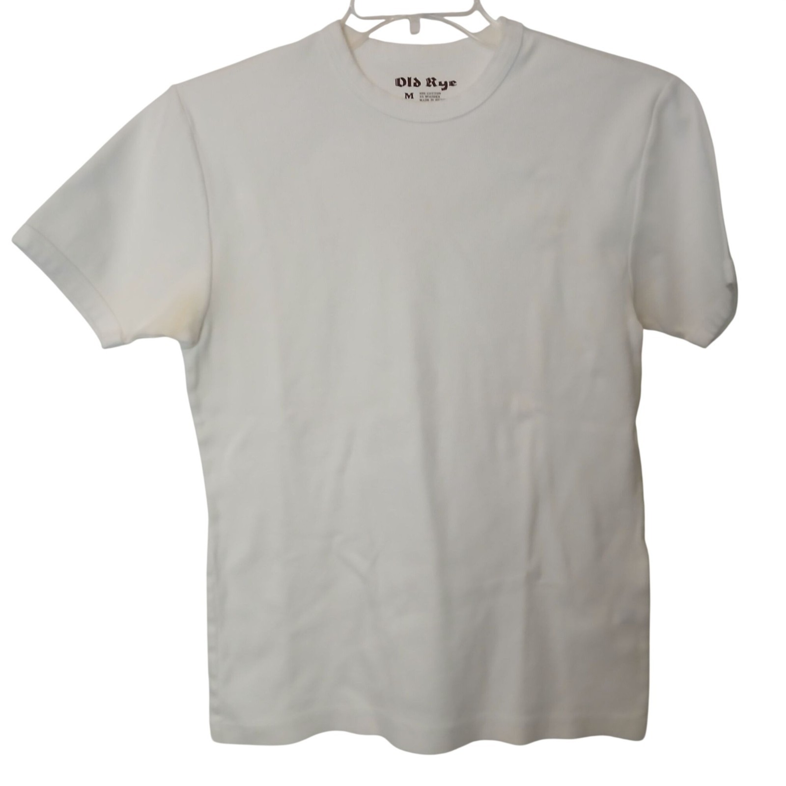 Old Rye Mens Medium White T-Shirt Heavy 95% Cotton 5% Spandex #I-1