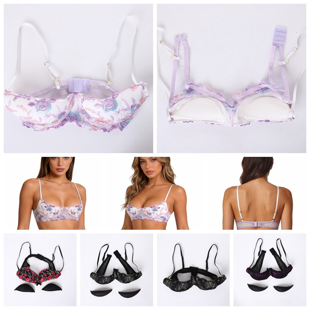 US Women Open Breast Cup Split Bralette Nightwear Hollow Cage Bra Tops Padded