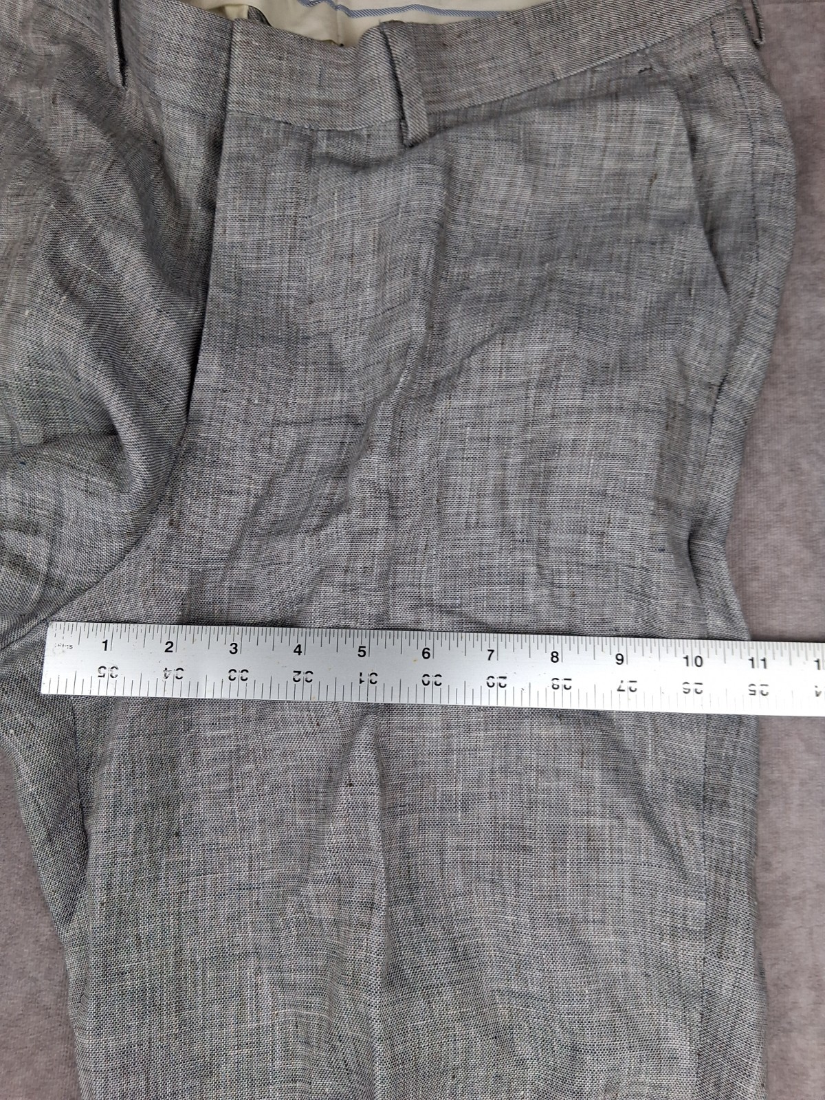 Murano Baird Mcnutt Linen Pants Men 32×32 Fit Gray Flat Front Slim Fit Trousers*
