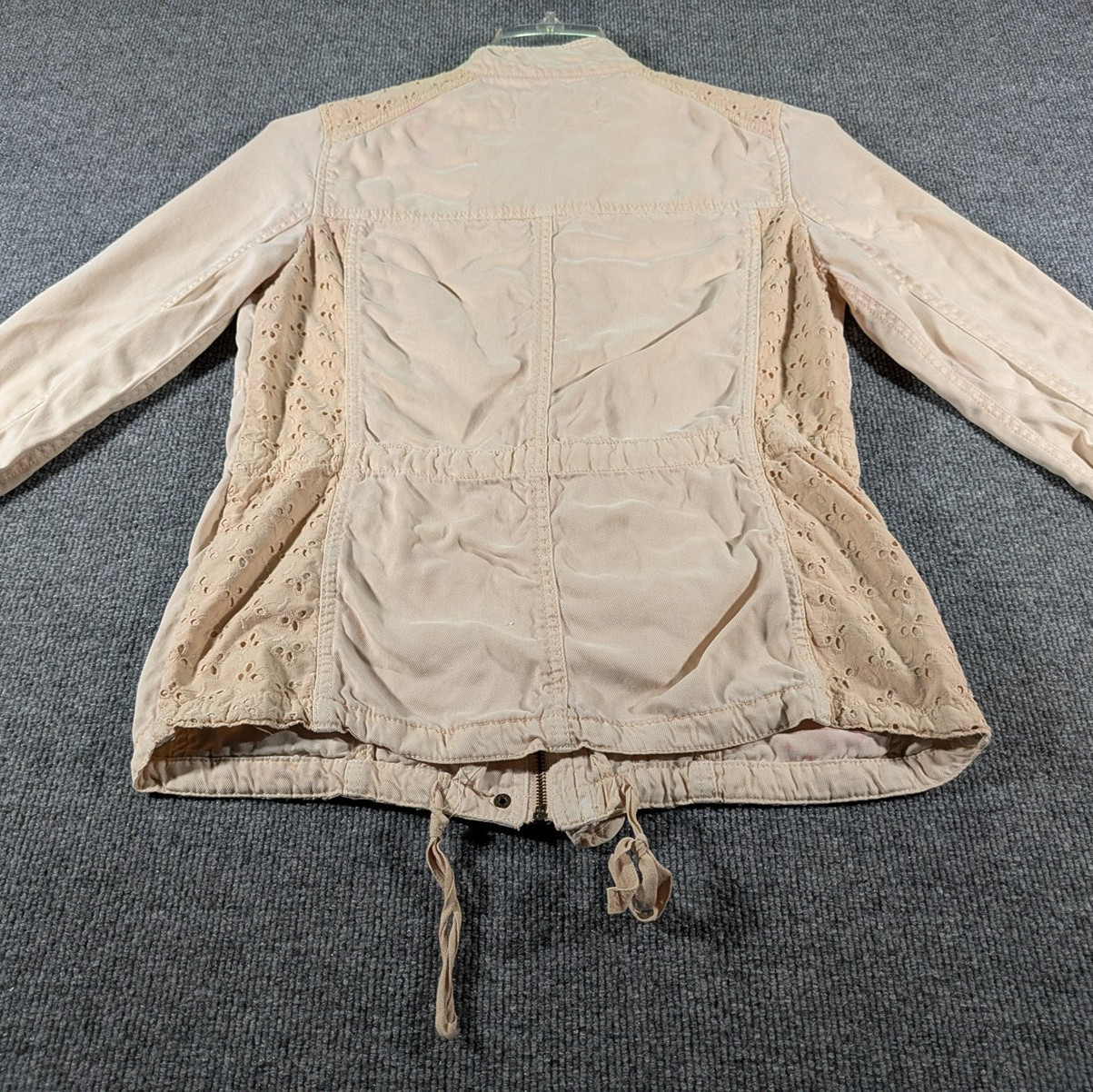 Max Jeans Jacket Women’s Small Khaki Military Utility Drawstring Lightweight
