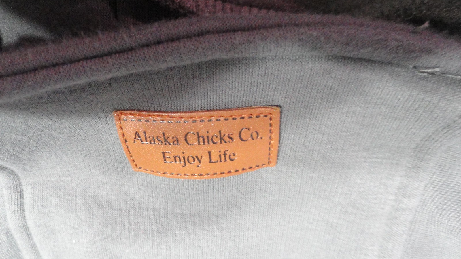 Alaska Chicks Hoodie Sz XL Gray/Mustard Button/Zipper Left Shoulder Enjoy Life