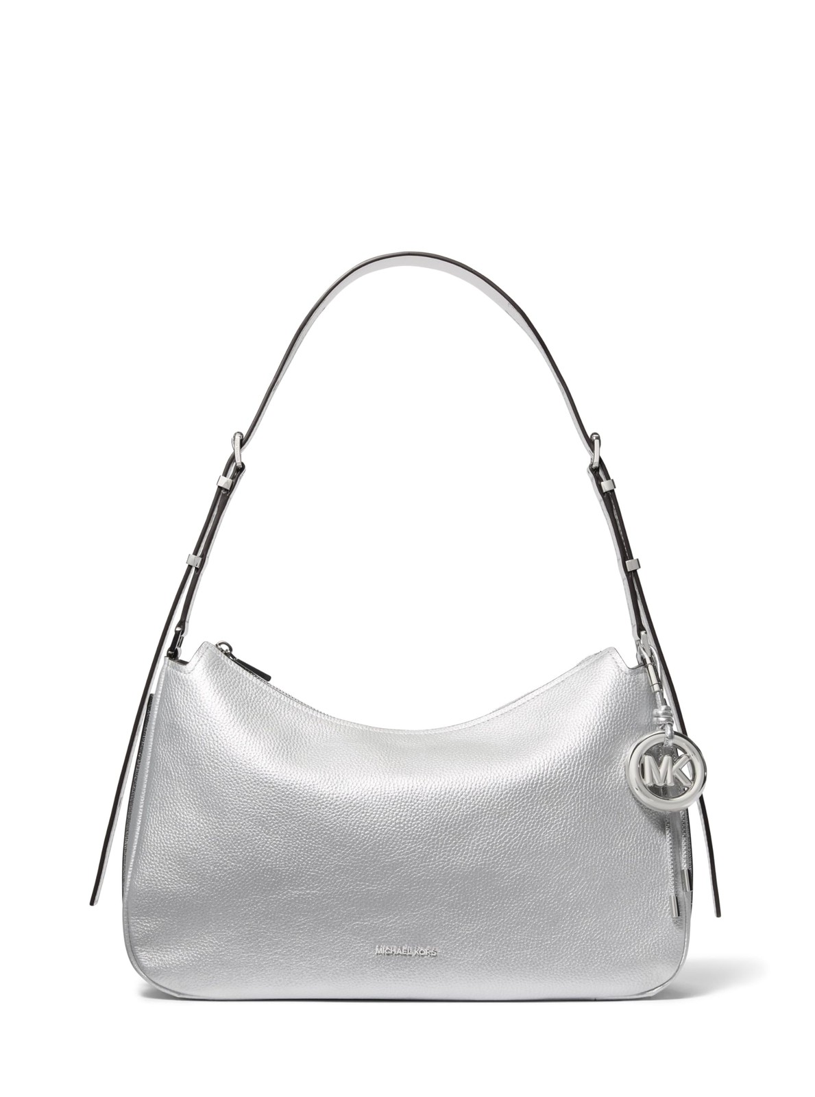 Michael Kors Nolita Medium Top Zip Convertible Shoulder, Silver-Tone