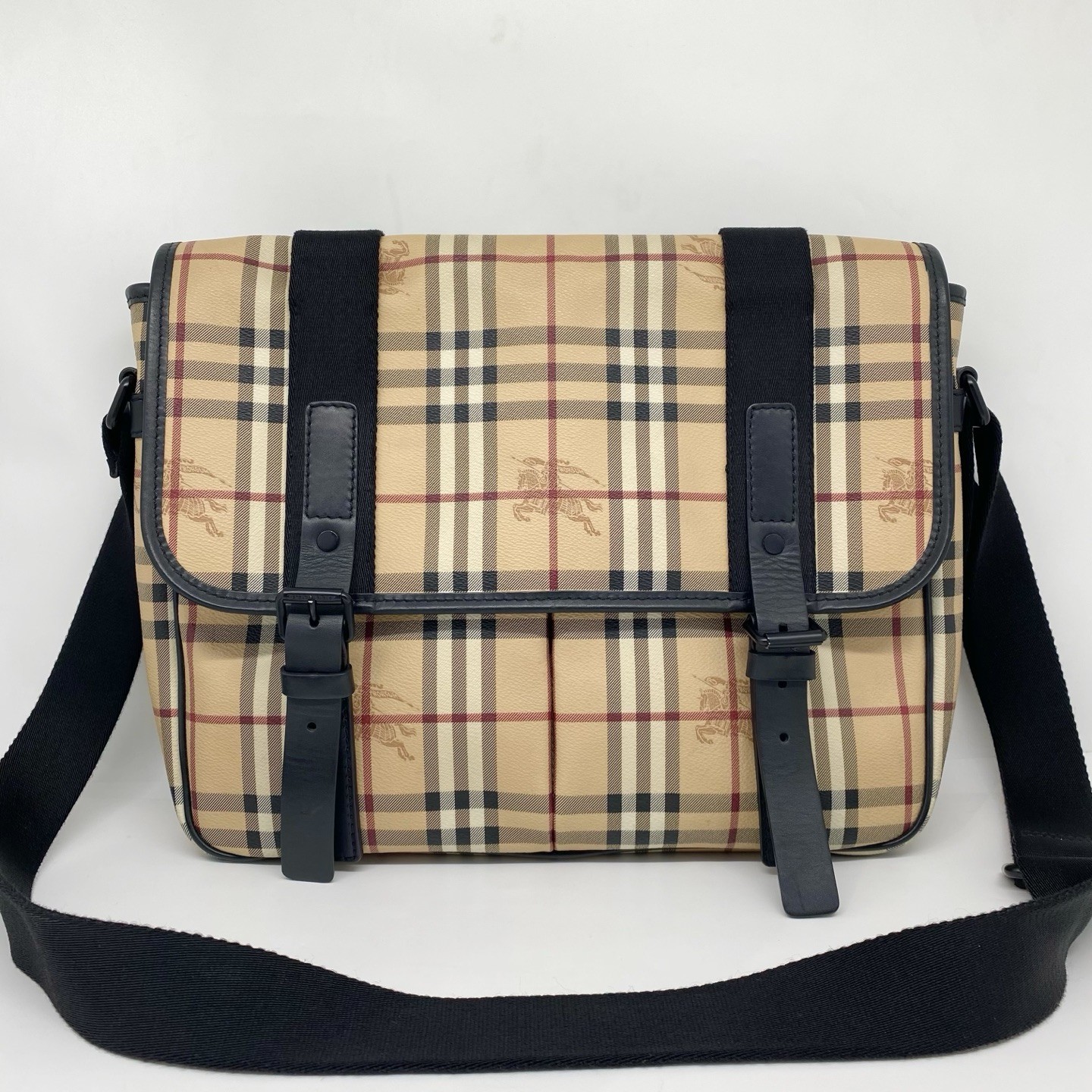 Burberry Vintage Messenger London brown PVC haymarket check shoulder crossbody