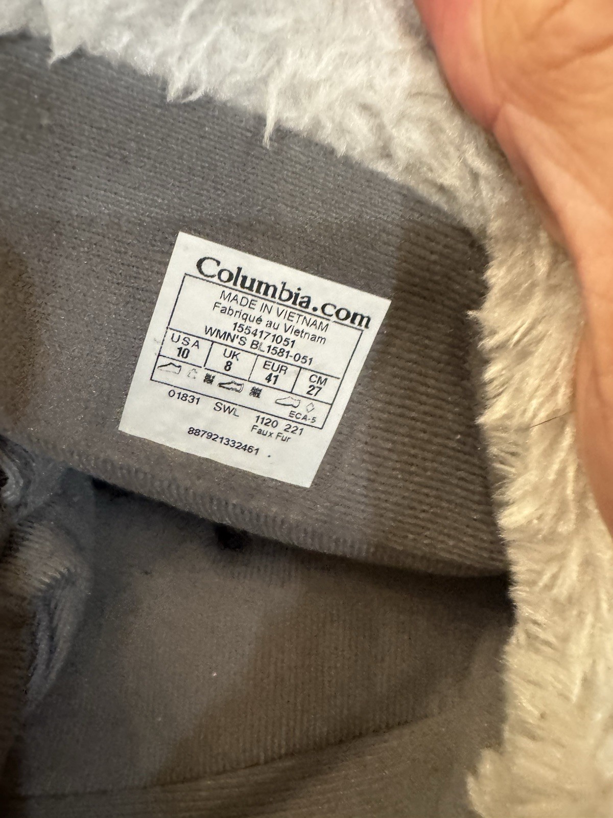 Columbia Ice Maiden II Women’s Gray Lace-Up Fur Trim Insulated Snow Boot US 10