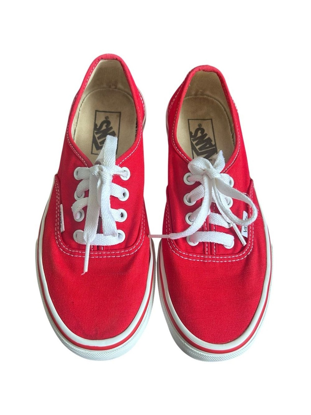 Vans Authentic Canvas Lace-Up Sneakers – Red & White Size Men 5.5 Women 7