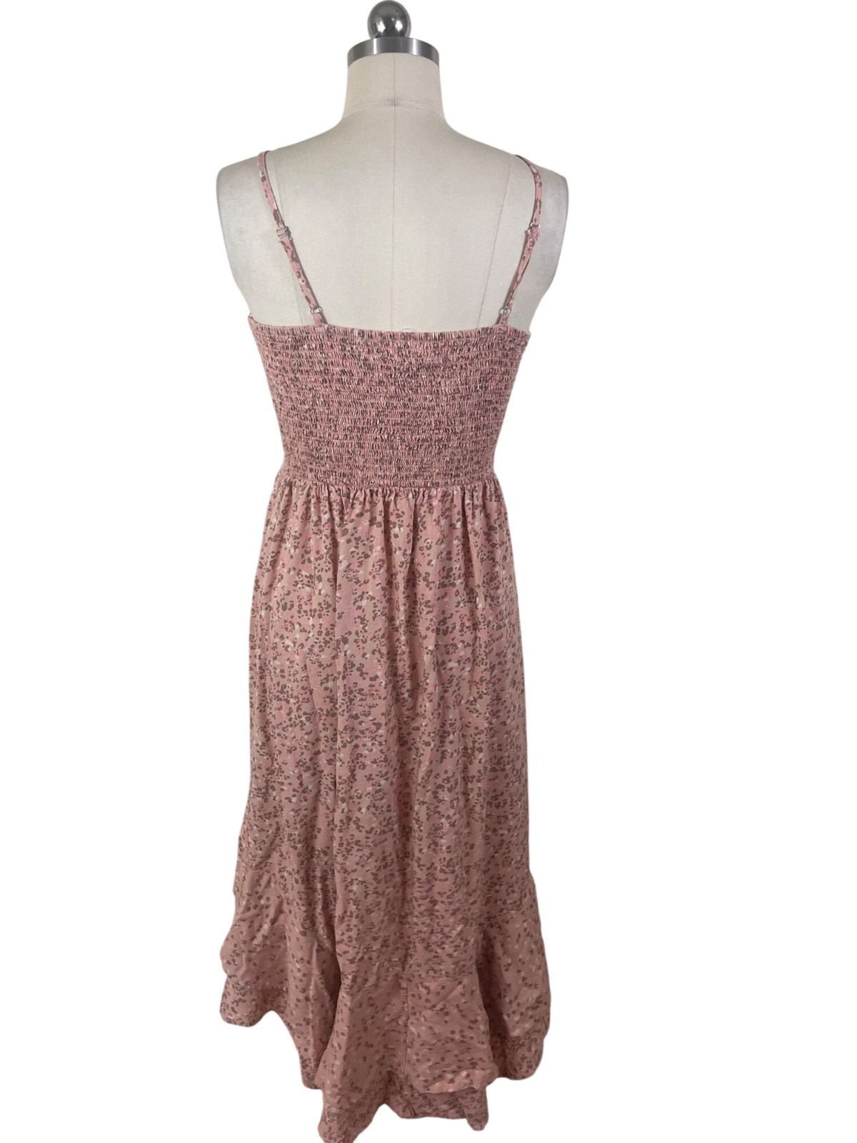 Japna Ditzy Floral Ruffle Tiered Midi Dress Womens Medium Pink Crochet Fairycore