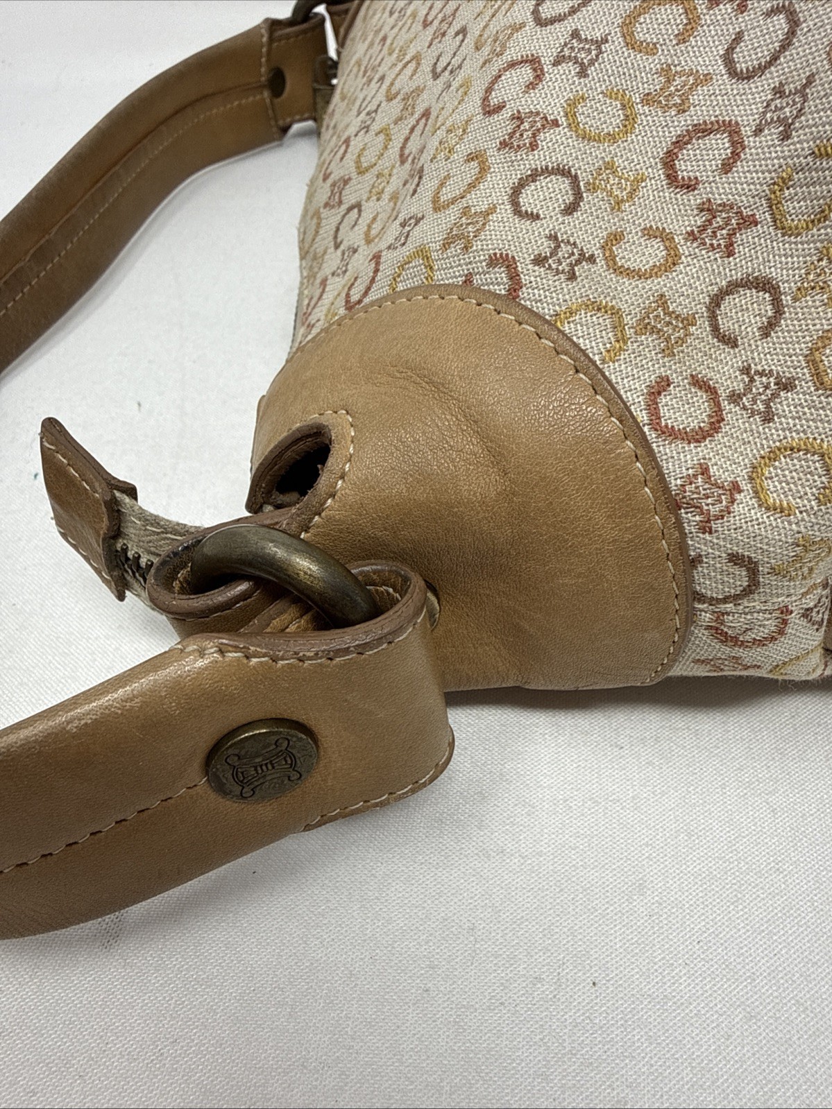 CELINE Vintage C Macadam Canvas Beige x Brown Women’s Authentic
