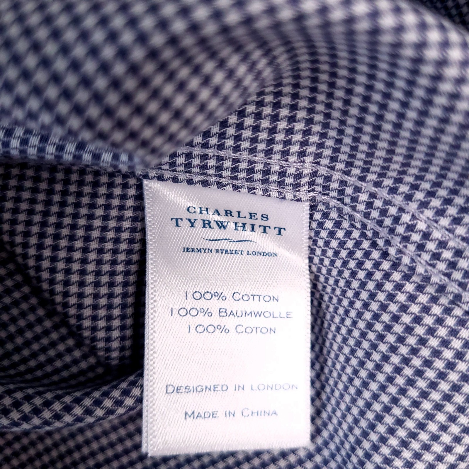 Charles Tyrwhitt Shirt Mens 15 Extra Slim Fit Blue Check Non Iron Double Cuff