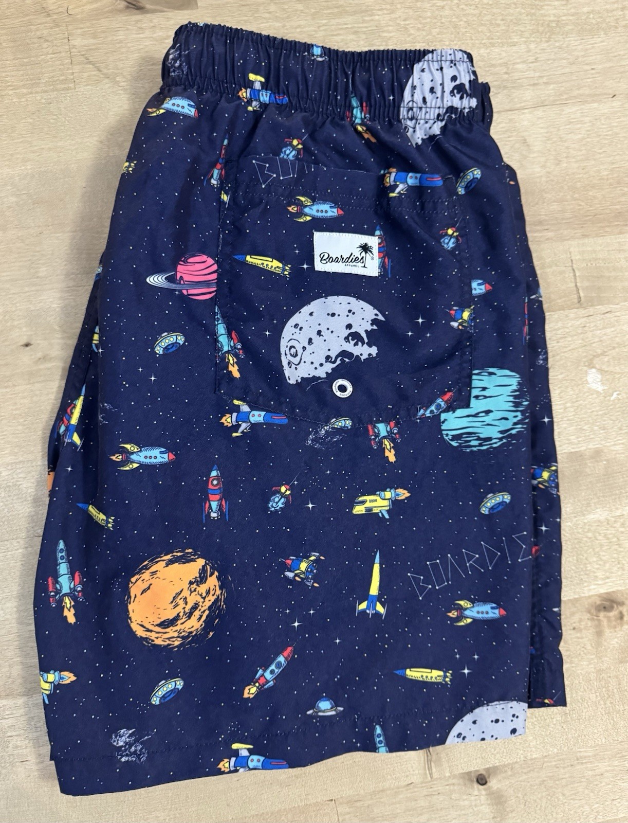 Boardies Apparel Rocket Navy Swim Trunks Size Medium stars Space