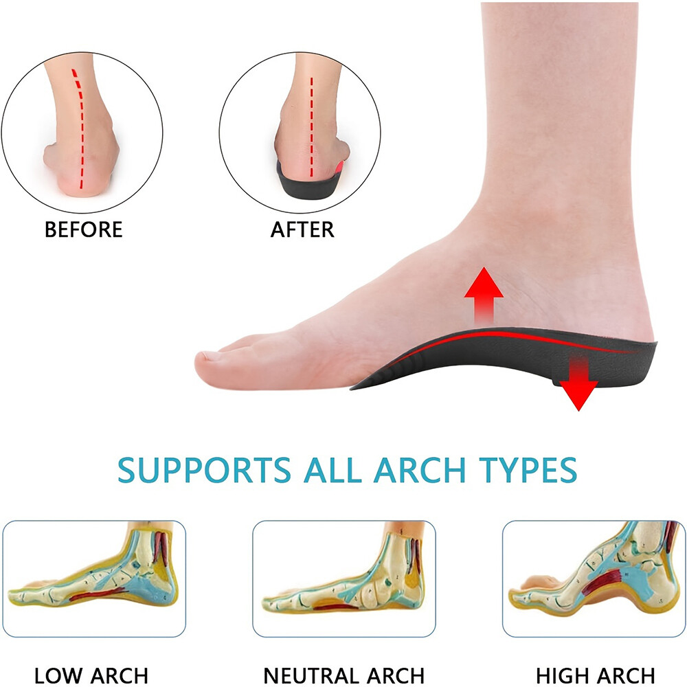 3/4 Orthotic Shoe Insoles Inserts Flat Feet High Arch Support Plantar Fasciitis