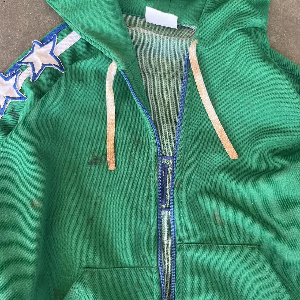 true vintage 70s broderick athletic track pants set green blue white, argonauts
