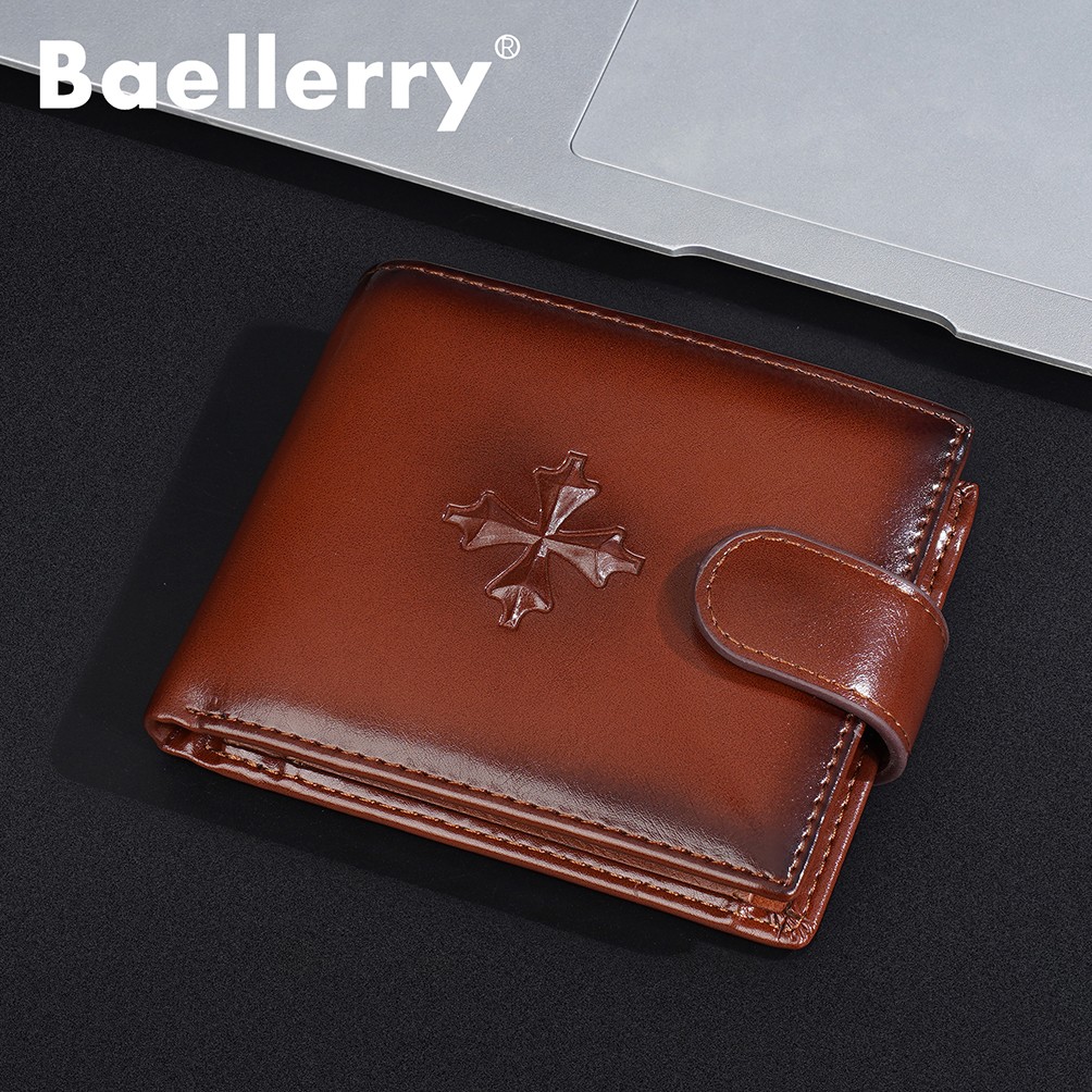 Men’s Leather Thin Business Card Case Wallet Folding Billfold Wallet Hasp Snap