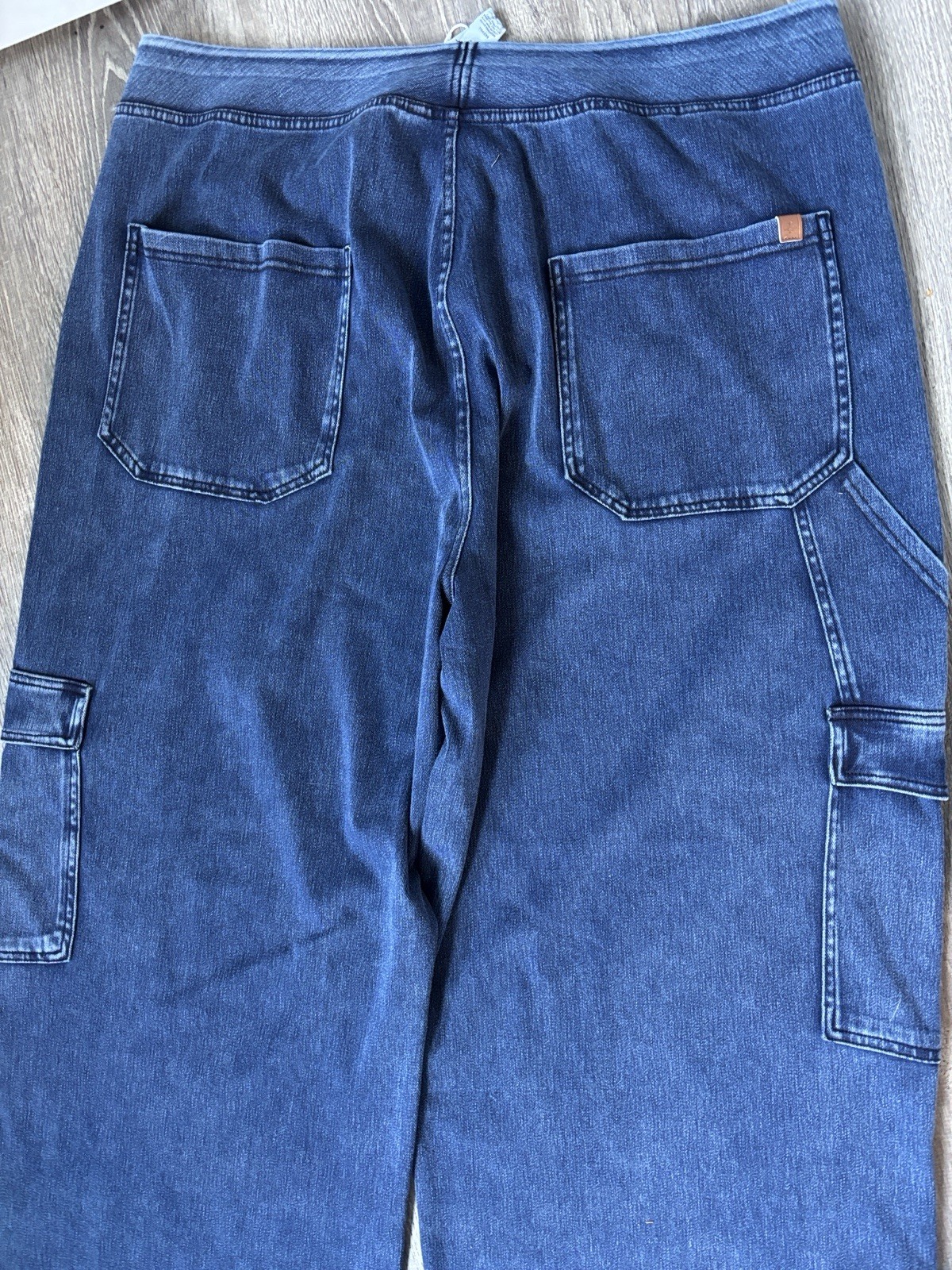 NWT HALARA Blue Women’s Cargo Pull On Flex Straight Denim Jean Pants 3X Stretch