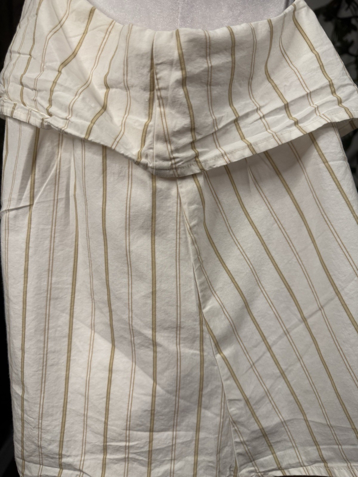 H&M Women’s L White Beige Striped 100% Cotton Zip Spaghetti Strap Cami