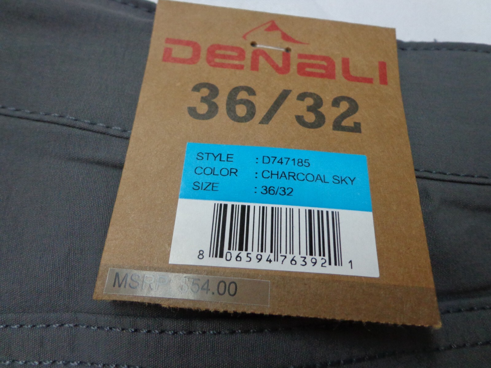 DENALI Charcoal Sky Gray Tech Fabric Stretch Pants NWT 36/32 MSRP $54