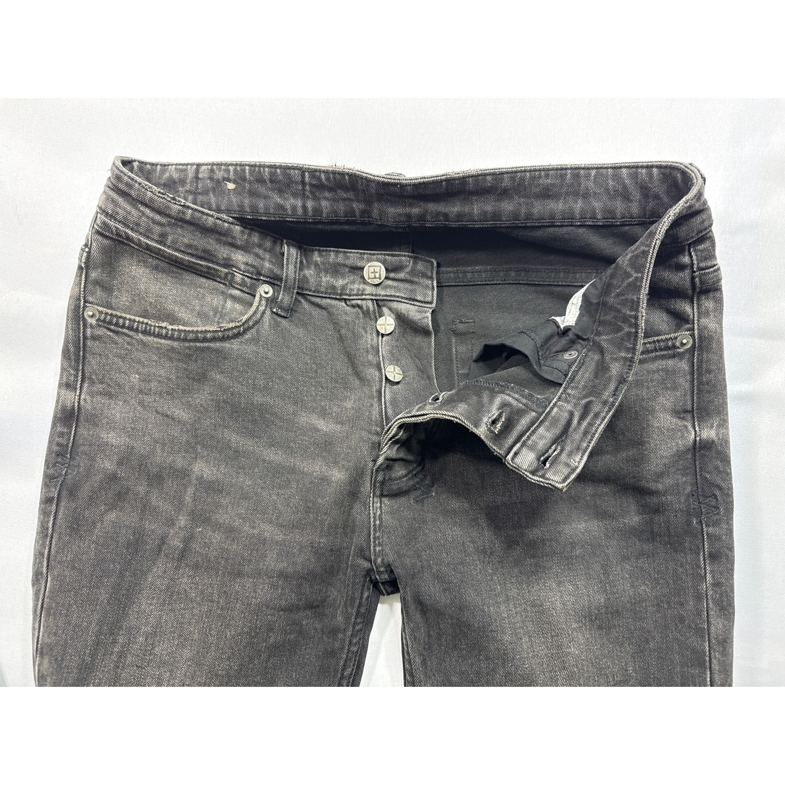 Ksubi Men’s Van Winkle Angst Faded Black Skinny Jeans – Size 32 (32×32)*