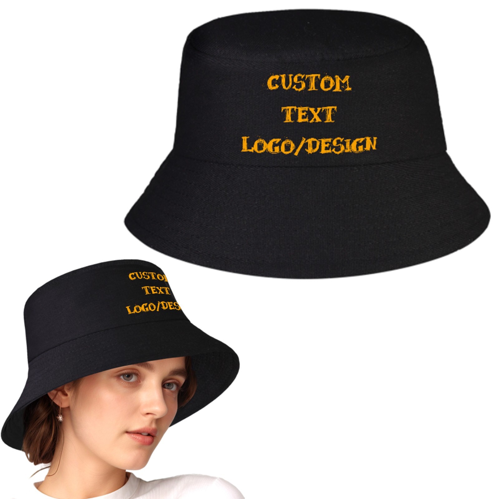 Personalized Unisex Bucket Hat Custom Text Logo Image Fisherman Hat One Size