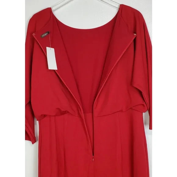 J.McLaughlin Tinley sheath dress classic red dolman sleeve stretch holiday party
