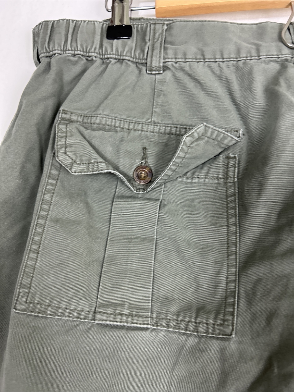 Woolrich Light Olive 38×6 Cargo Shorts Elastic Waist 3066 100% Cotton