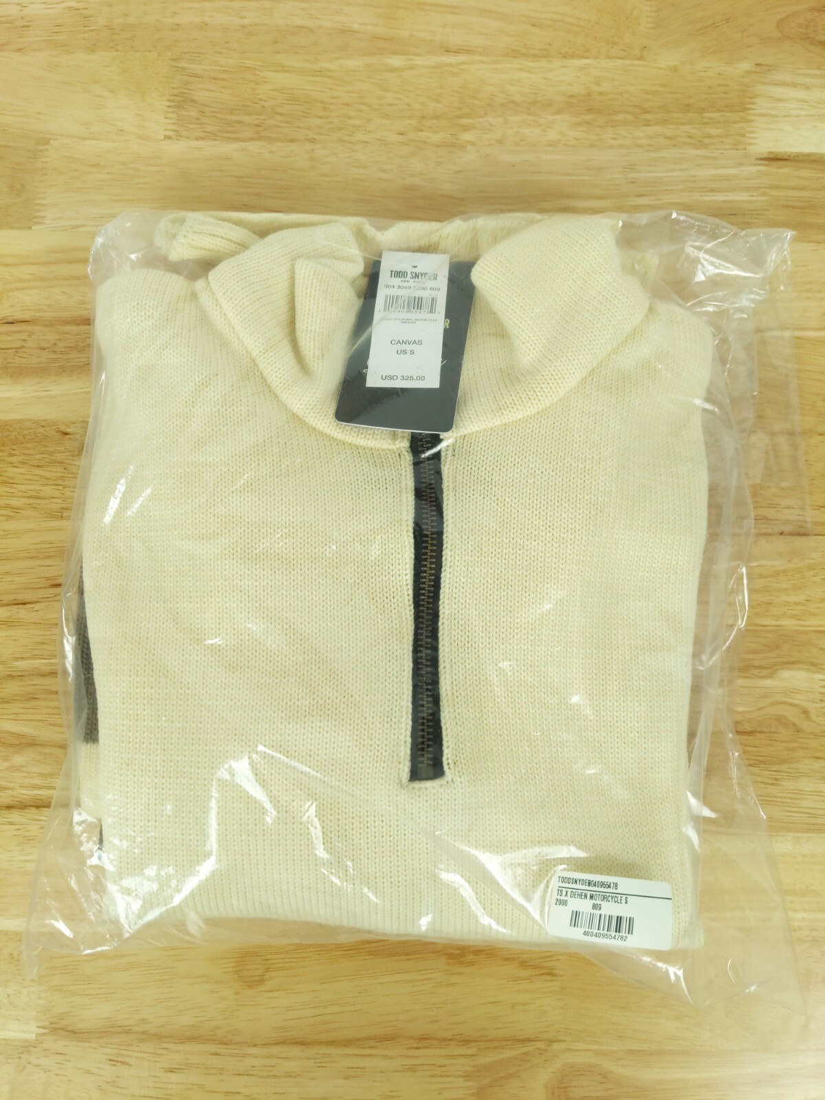 Todd Snyder Dehen Sweater Mens Small Brown Cream Wool 1/4 Zip Made in USA