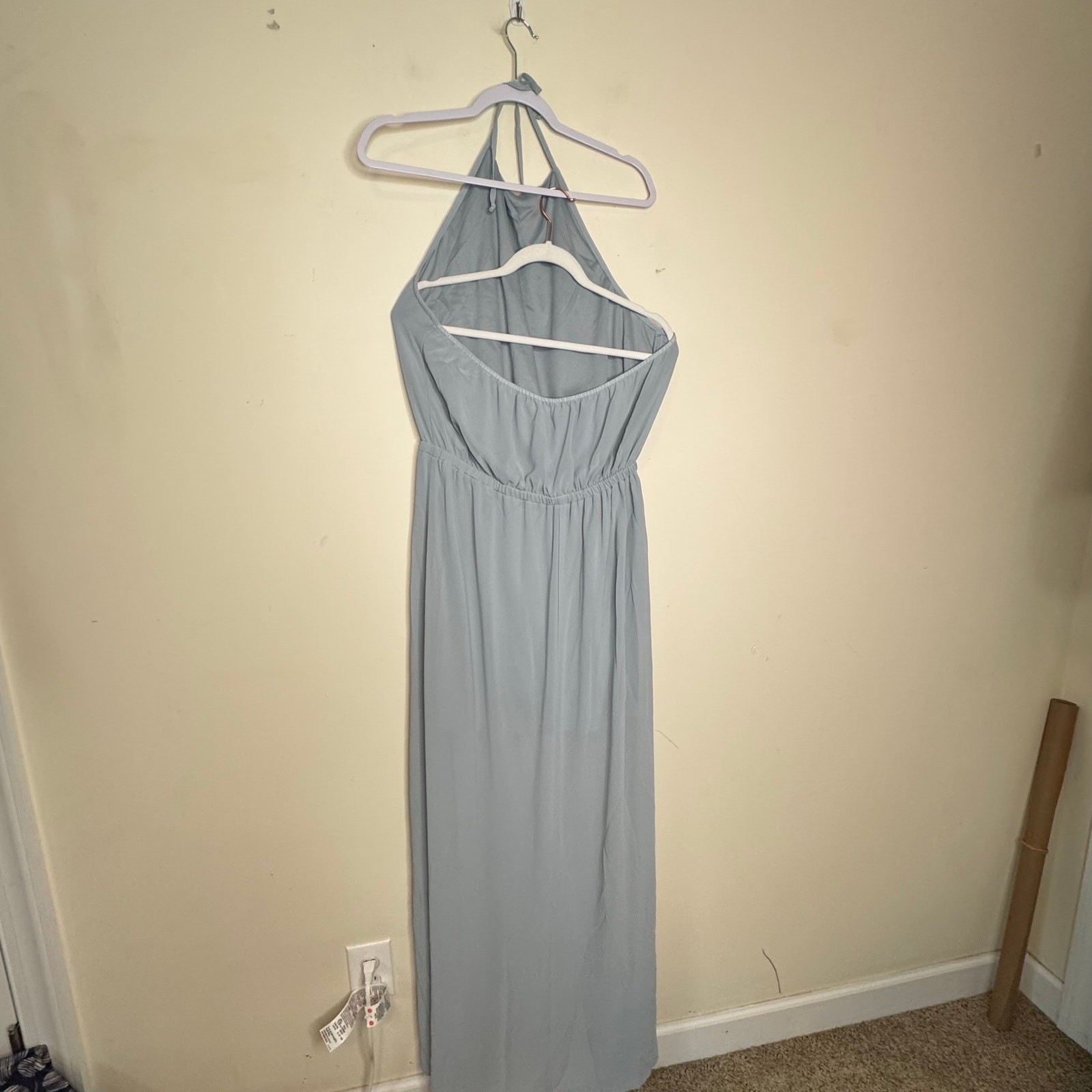 Show Me Your Mumu Heather Halter Dress Steel Blue NWT Size 2XL Maxi Slit Gown