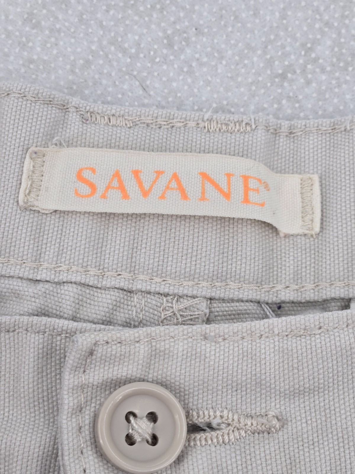 Savane Men Cargo Shorts Size 34 Beige Cream Elastic Waist Mobile Pocket Outdoor
