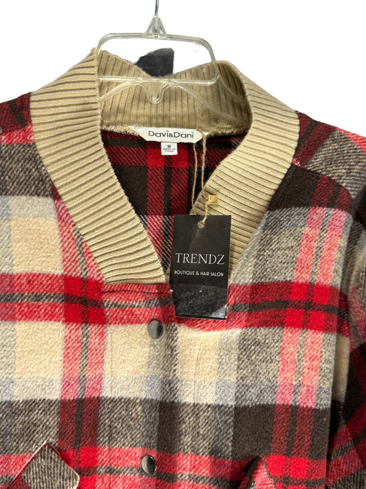 Davi & Dani Women Red Plaid Cardigan Shacket Jacket Soft Flannel Long Medium NEW