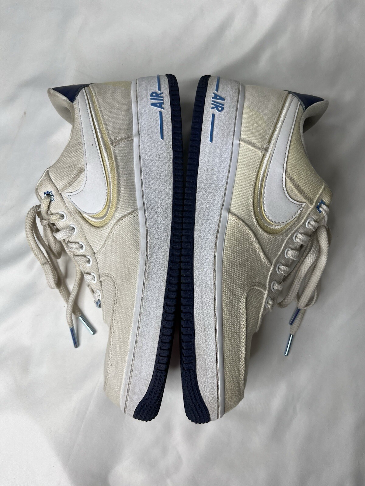 Nike Mens Air Force 1 PRM White Fossil Blue Void DB3541-100 Size 10.5 GUC
