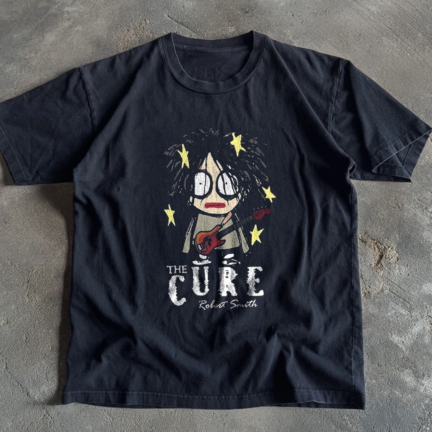 The Cure Robert Smith Cartoon T-Shirt Unisex Black Cotton T-Shirt