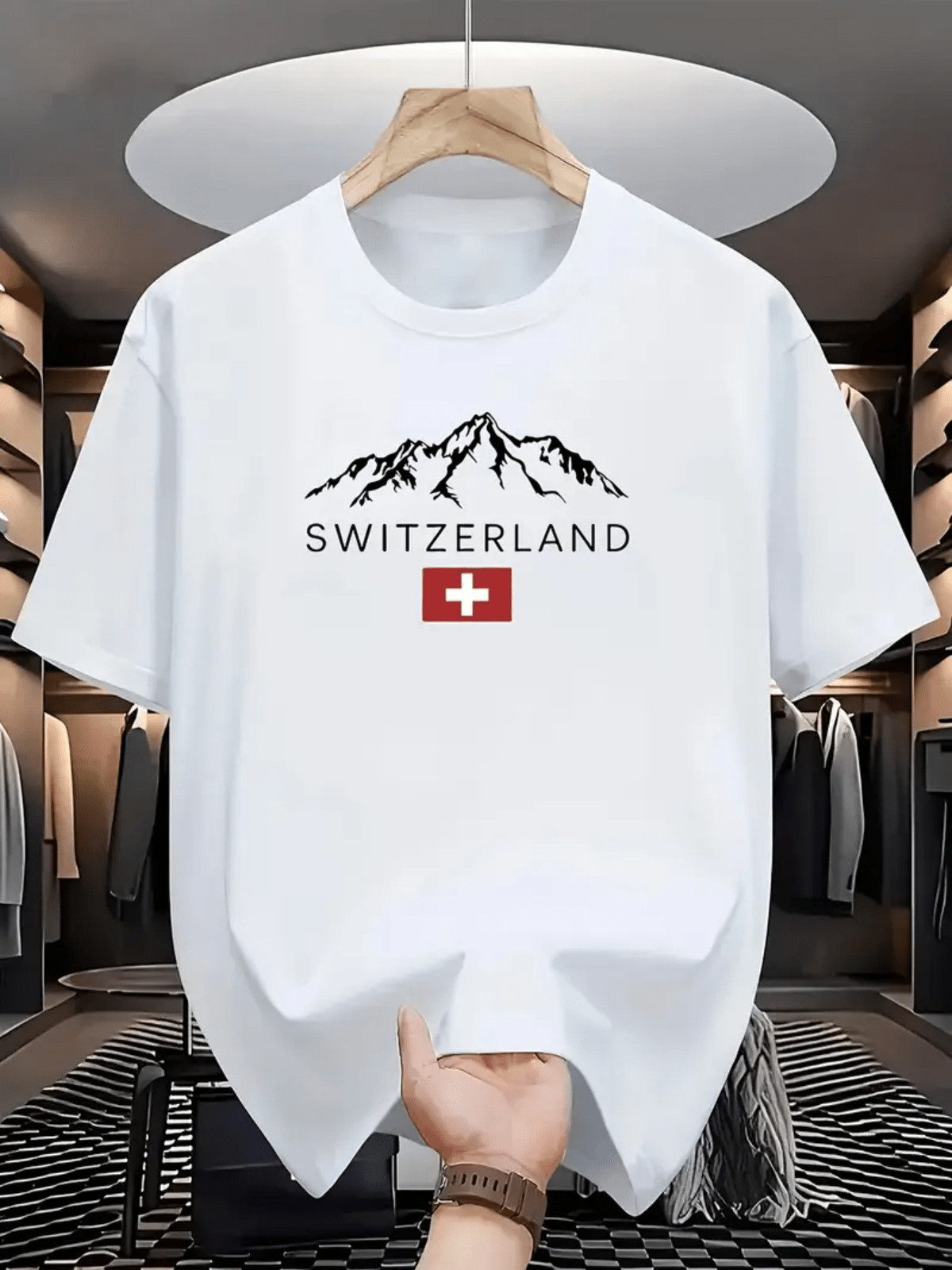 Switzerland Alps Mountain Graphic T-Shirt Swiss Flag Travel Adventure Tee