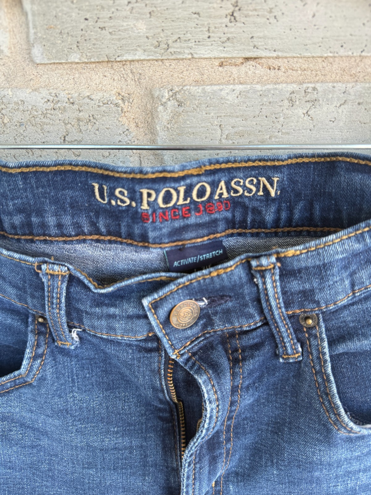 U.S. Polo Assn. Men’s Dark Wash Blue Denim Jeans Straight Fit Stretch 36W 30L