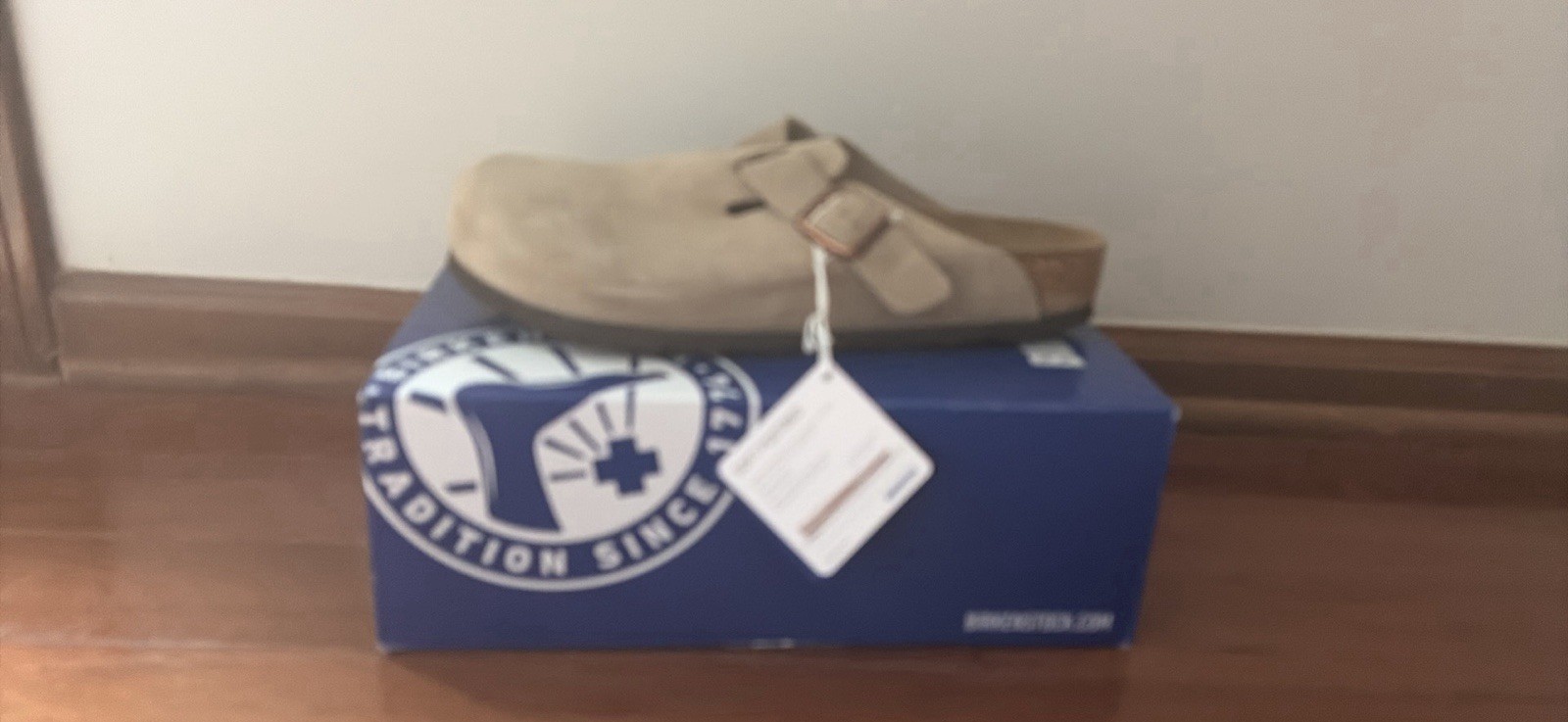 Birkenstock Boston Taupe Suede Soft Footbed Clogs Men’s US 10 Regular
