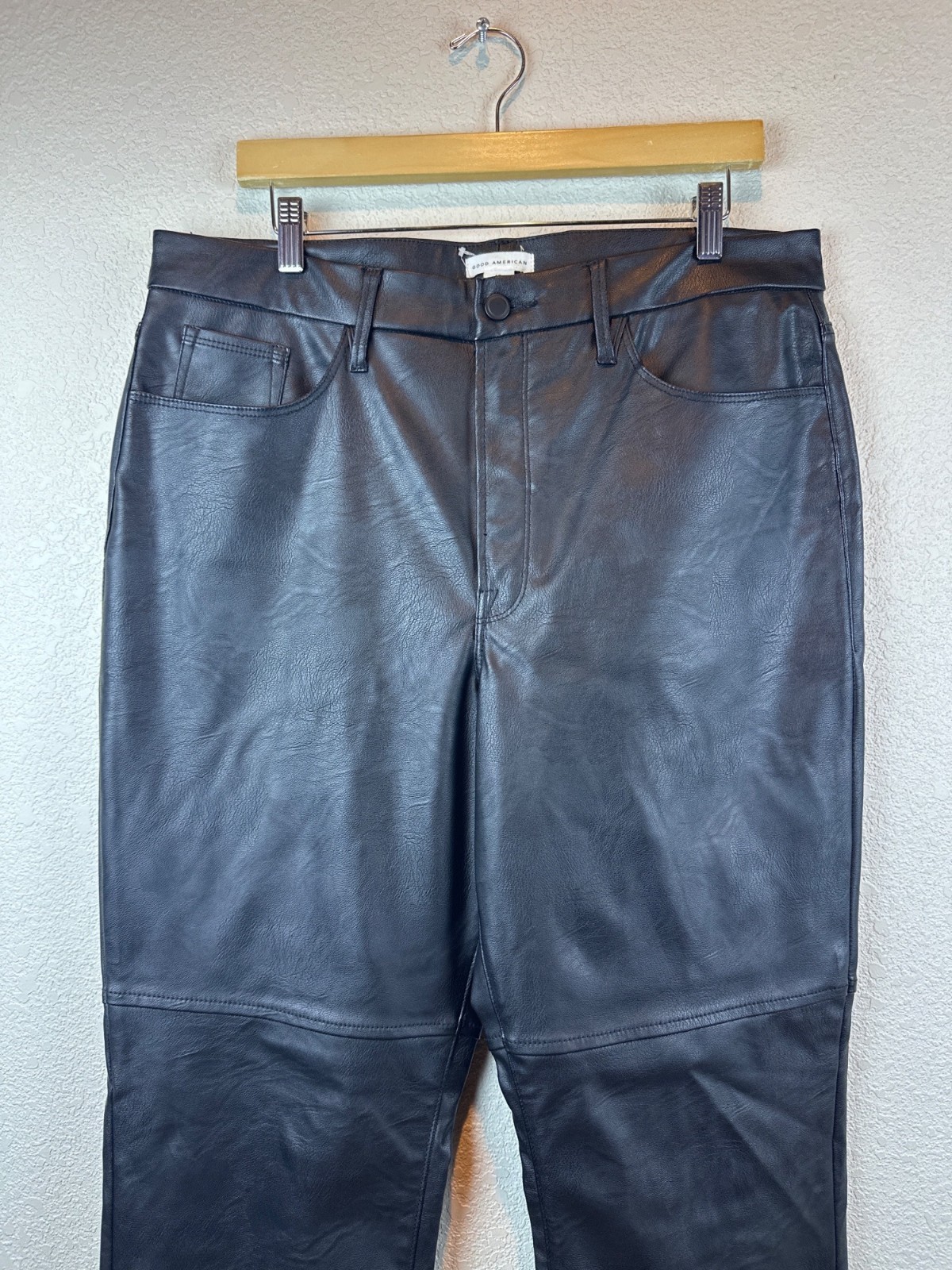 Good American Faux Leather Pants Black Size 15 High Rise Straight Leg 1X