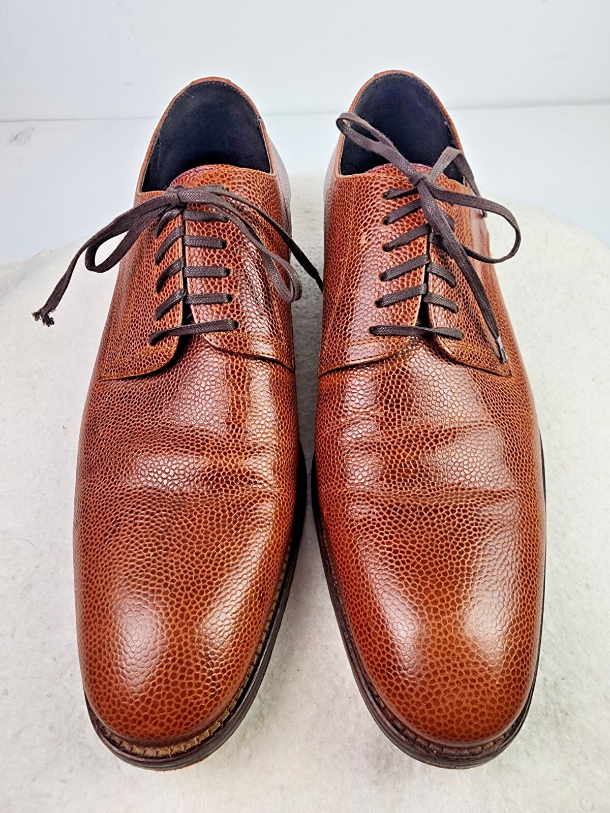Kenneth Cole Formal or Casual Leather Brown Pebble Texture Lace Up Shoes Sz 10